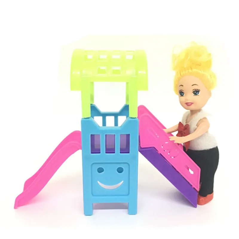 

1Set Girl Play House Doll Amusement Park For 10CM Doll Slide Amusement Park Slide Swing Accessories Doll Toy Accessories
