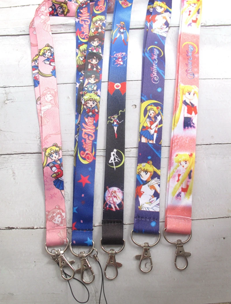

5 pcs /Wholesale lot Cartoon Sailor Moon Necklace Strap Lanyards Cell Phone PDA Key ID Strap Charms L104