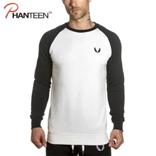 

Bodybuilding Long Sleeve T Shirt for Men Patchwork O Neck Exercise Fitness Outerwear Slim Fit Men Clothing