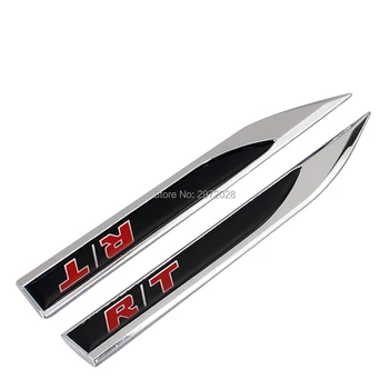 

2 x Car Body Fender Side Metal Chrome Zinc Alloy Knife Side 3D Emblems Badge Sticker Decals For Dodge Challenger RT Charger RT