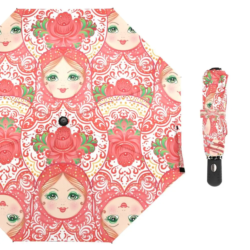 Russian Nesting Dolls Portable Umbrella Rain Women Wind Resistant Three Folding Automatic Umbrella Parasol Parapluie 8 Ribs two women patrons of the russian avant garde nadezhda dobychina and klavdia mikhailova