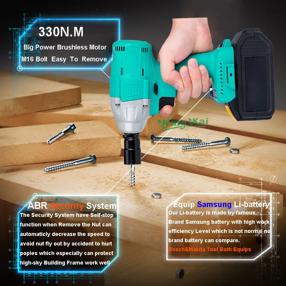 330NM Electric Cordless Lithium Battery Brushless Motor Impact Wrench-0 (19)