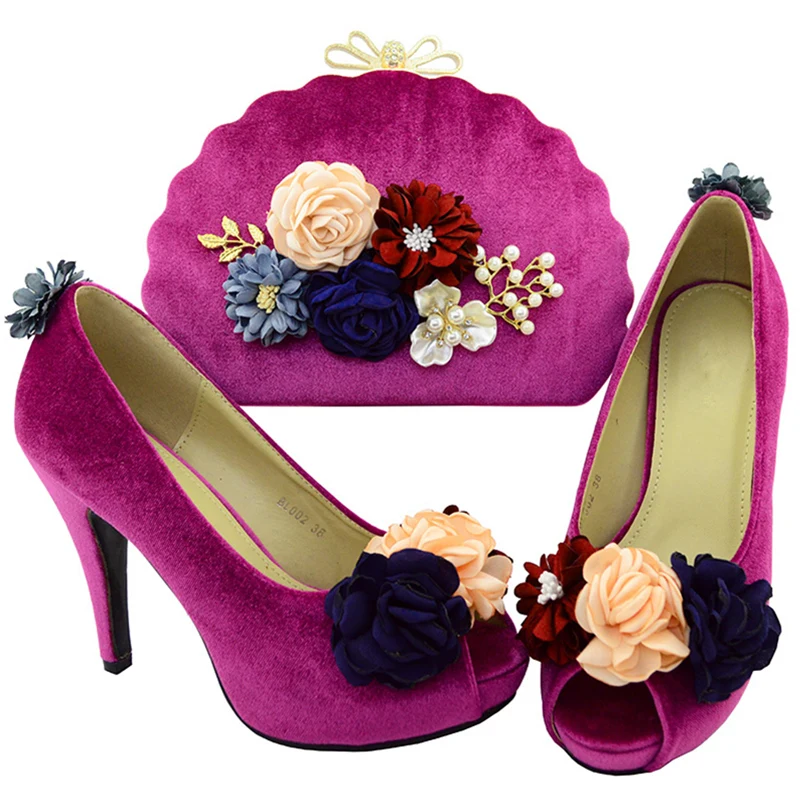 

Fuchsia Italian Ladies Shoes and Bags To Match Set Italian Matching Shoe and Bag Set for Wedding Nigerian Party Shoes and Bag
