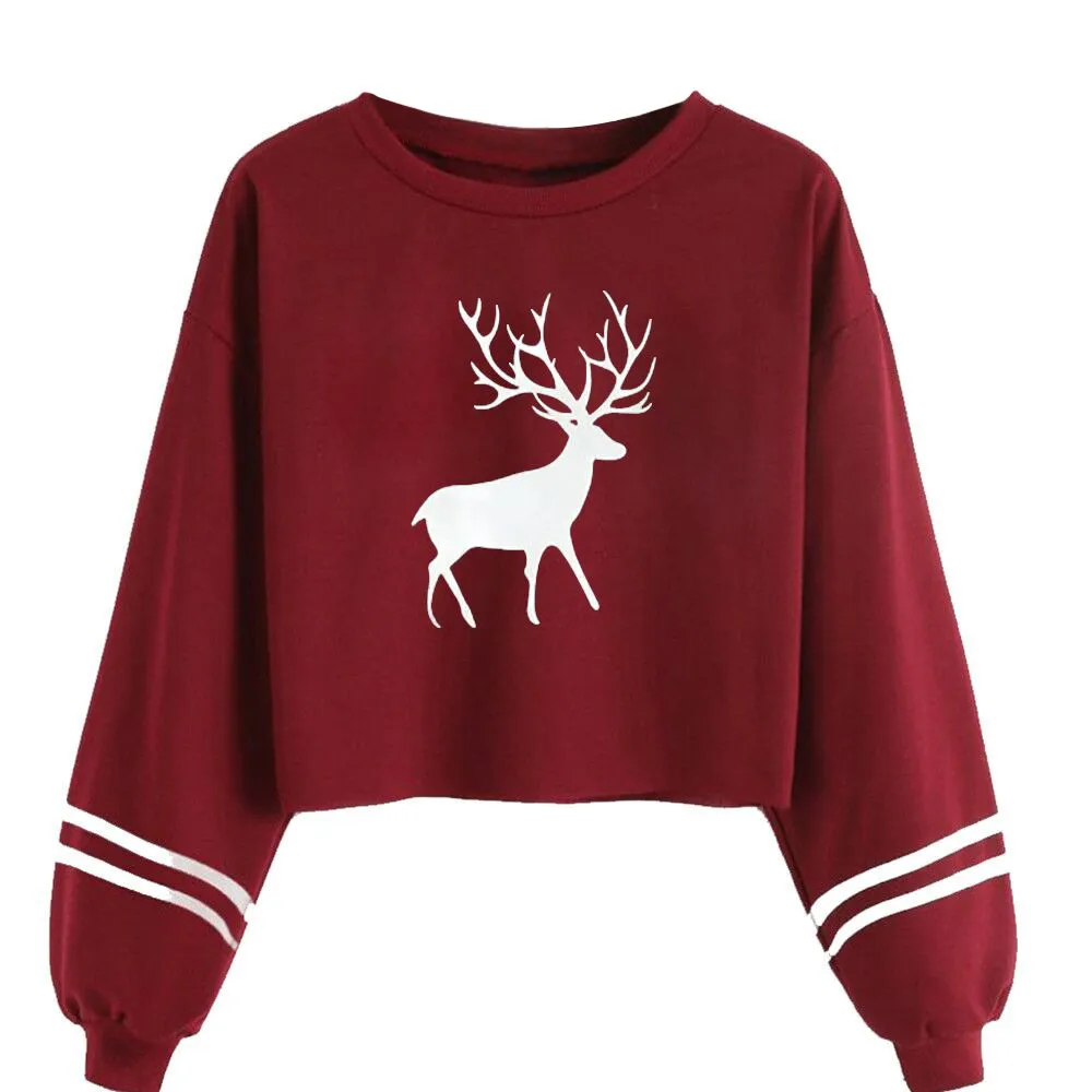 Streetwear Women Harajuku Hoodies Women Casual Long Sleeve Deer Print Sweatshirt Tops Oversized Hoodie Ropa Juvenil Mujer