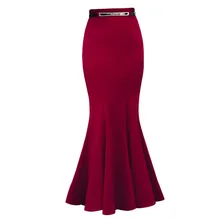 M-L-XL Большие размеры Новинка осени юбка «рыбий хвост» с оборками молнии пояса твердые ПР ботильоны сумка бедра высокая талия Половина Юбки