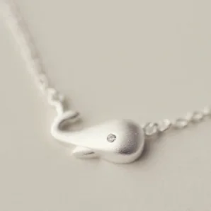 frosted whale clavicle chain 925 Sterling silver Necklace  women jewelry gift
