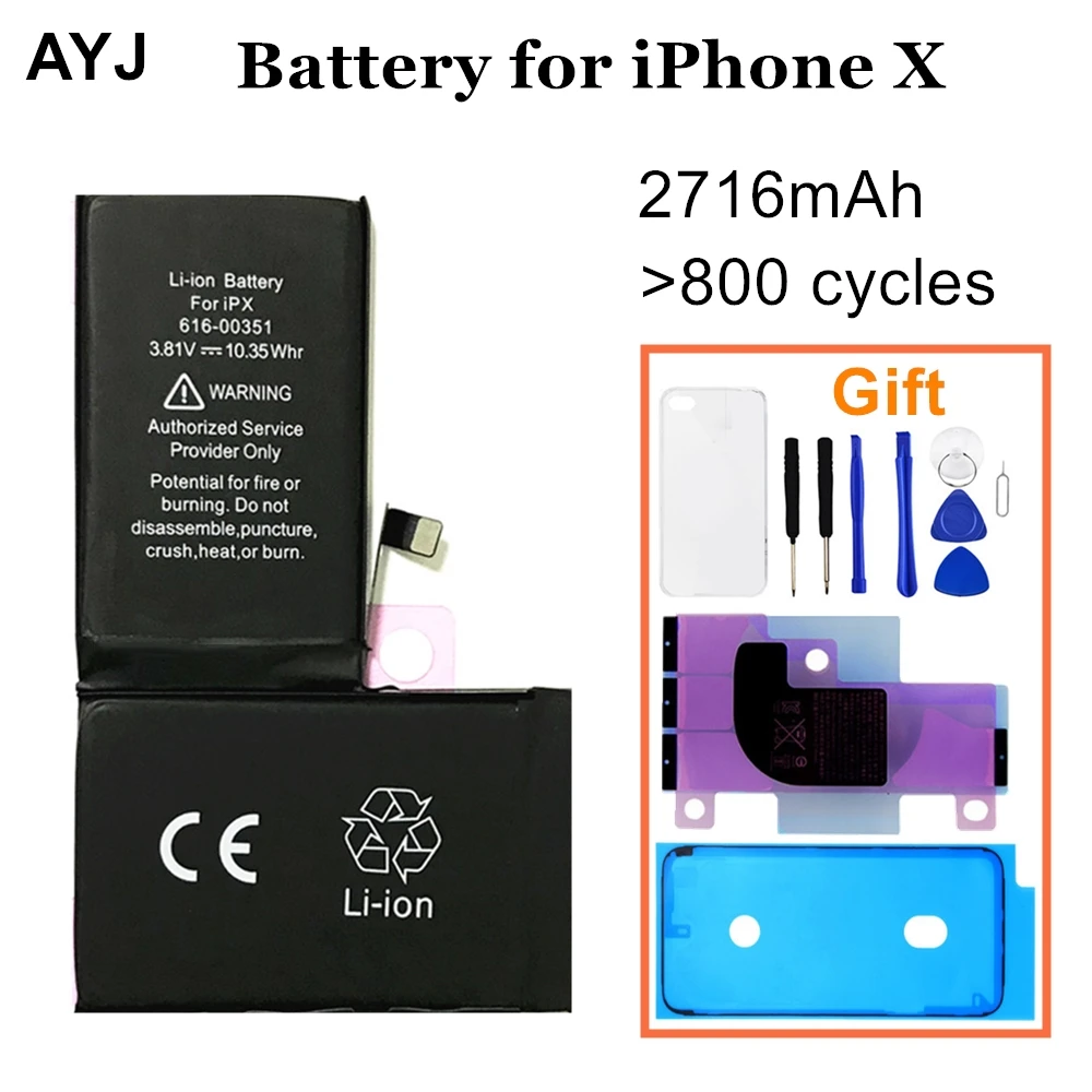 1 аккумулятор AYJ для iPhone X 8 7 Plus Замена реальная Высокая емкость батареи мобильного телефона TI cpu бесплатные инструменты стикер