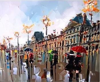

Handmade painting europe city landscape oil canvas for living room decor and wallpaper