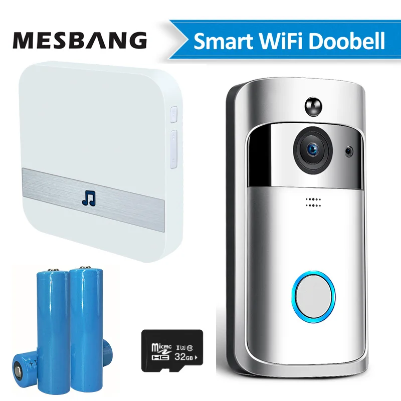 wifi video doorbell wireless door intercom camera battery power smart door bell phone calling with chime TF card free shipping