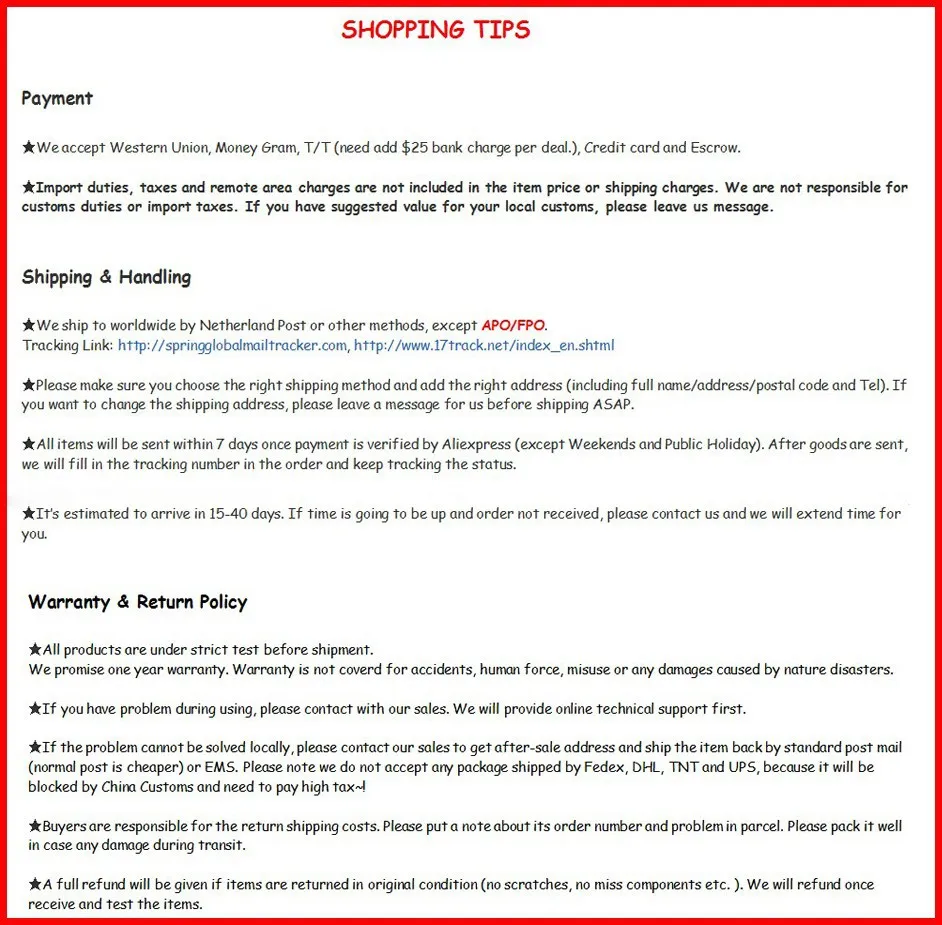 Shipping Tips