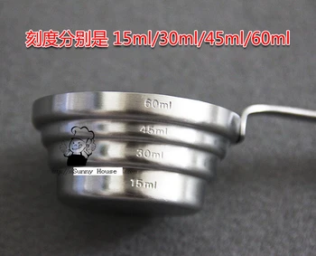 

German exports 304 stainless steel combination spoon cup tea spoon measuring spoons ml 15/30/45 / 60ml
