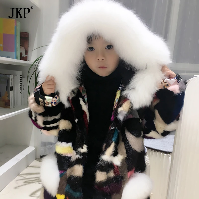 

2018 Children Winter natural Mink fur Coat Kids Real Mink Fur Coat Grils Warm Thick High-quality Baby Fur jacket