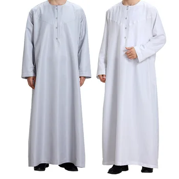 

3xl plus size abaya for men fashion muslim men clothing long sleeve o neck loose abaya hombre white summer muslim men dress 2019