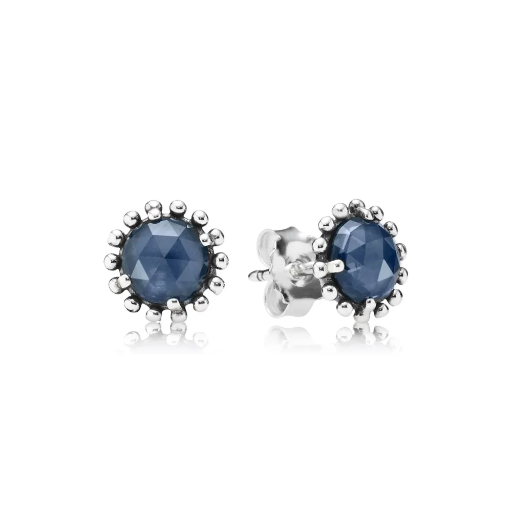 

New 925 Sterling Silver Midnight Star Earrings Blue Crystal Stud Earrings for Women Anniversary Jewelry