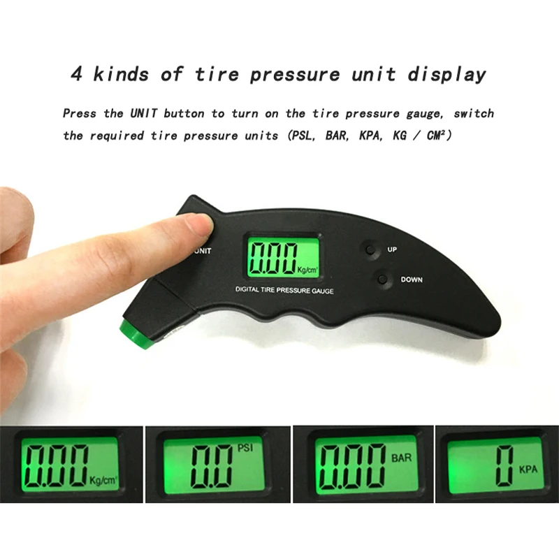 

Electronic Tire Pressure Monitoring Four Tire Pressure Unit Digital Portable Tire Pressure Gauge Car Backlight with LED Display