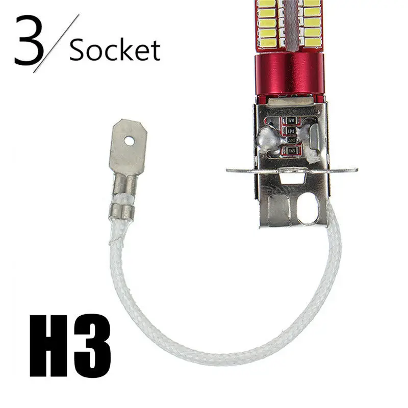 2 шт. H3 3014 57SMD 4014 светодиодный Автомобильная противотуманная фара 6000 К яркий DC12V белый