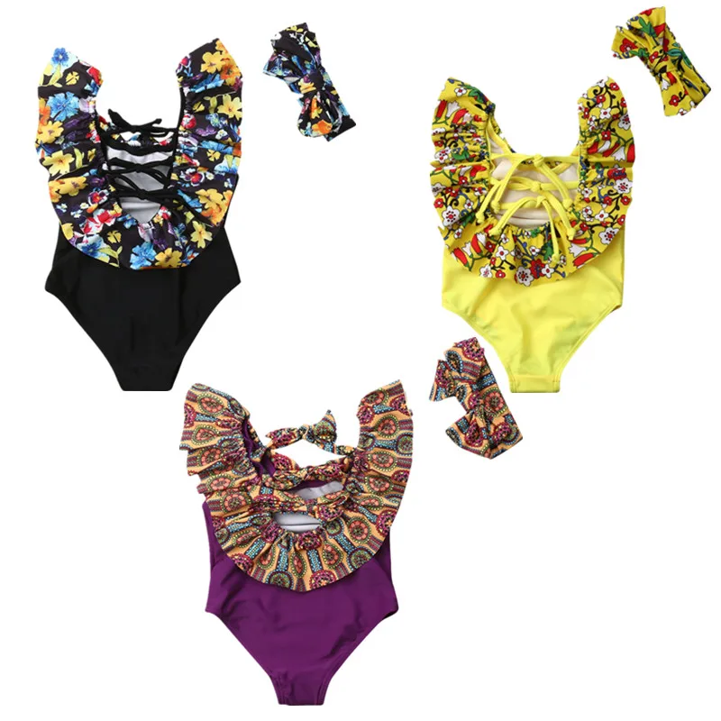 

1-5Years Newborn Kids Baby Girls Bikini Swimwear Swimsuit Bathing Beach Headband