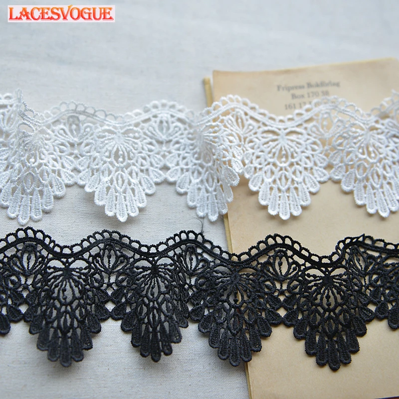 

14yards/lot 6cm White black embroidery lace ribbon Handmade Lace Trim DIY lace Material Sewing Accessories Lace necklace LAV367