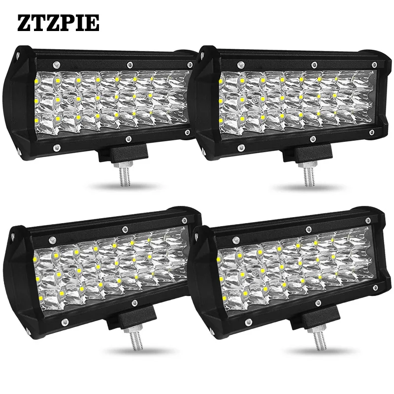 

ZTZPIE 7Inch 72W 3 Row LED Strip Light Work Driving Modified Off-road Vehicle Light Roof Strip Work Light 24pcs led chip