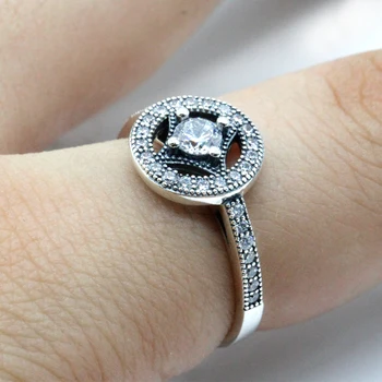 

Women 925 Sterling Silver Ring Allure Circle Geometric CZ Classic Finger Ring for Women Valentine's Day Gift Wedding Ring Fine