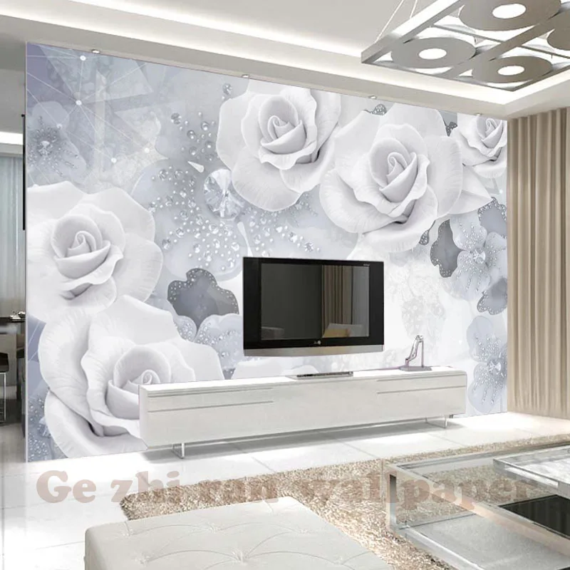 

Custom Photo Mural Wallpaper Modern simple jewel relief flower 3D livingroom bedroom TV sofa backdrop WallPaper Home Decor