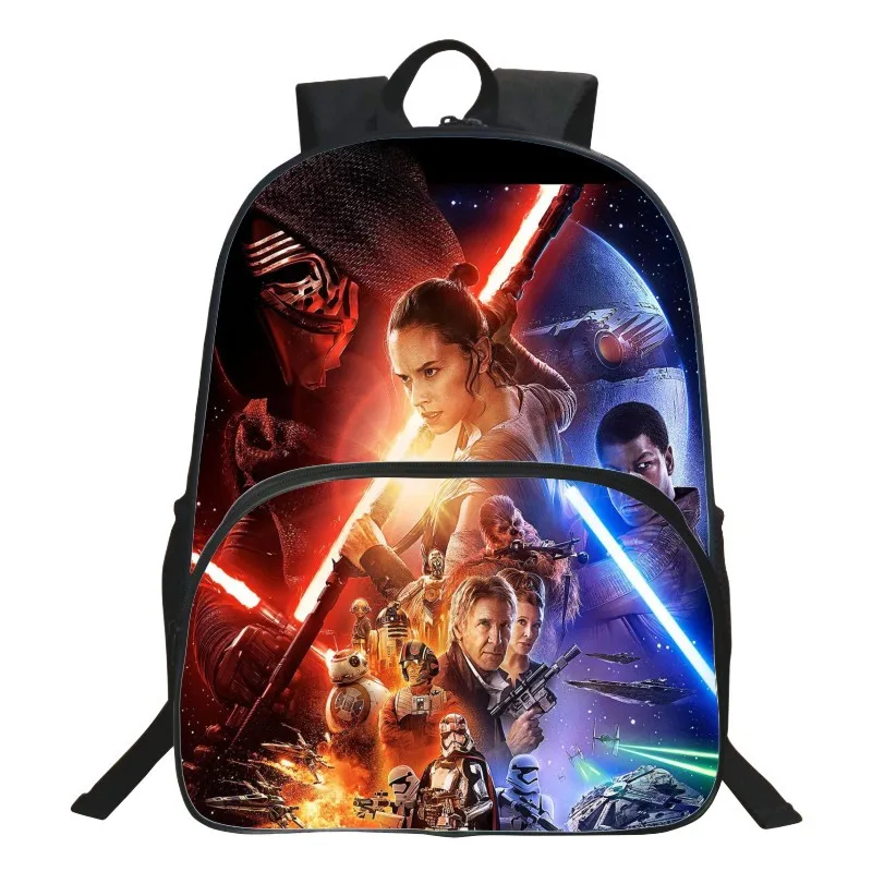 

2017 New Polyester 16-inches Black Printing Cartoon Star Wars Children Backpack for Kids Schoolbag Boys School Bags Men Bookbag