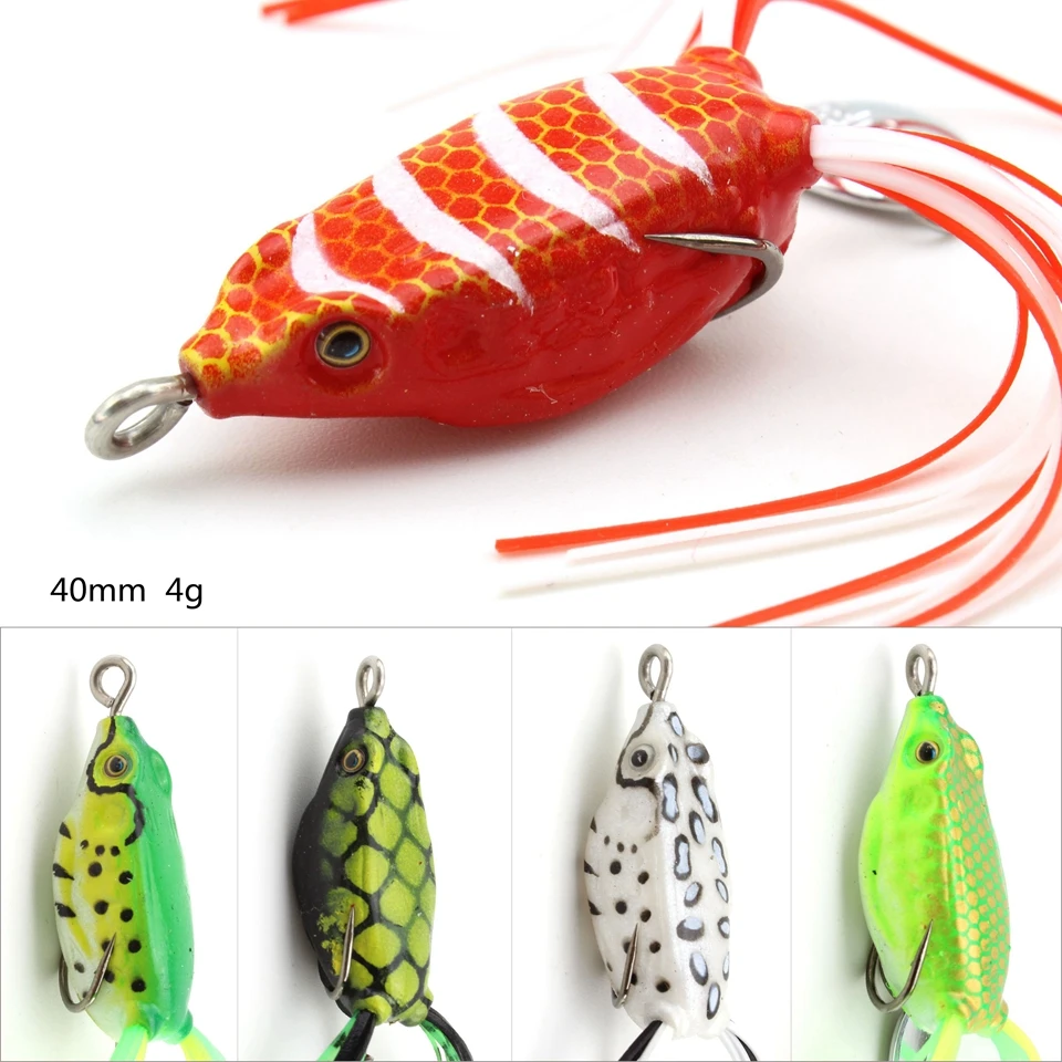 1 шт. мягкие приманки Little frog 40 мм 4 г Topwater искусственные щуки 2 тройные Крючки