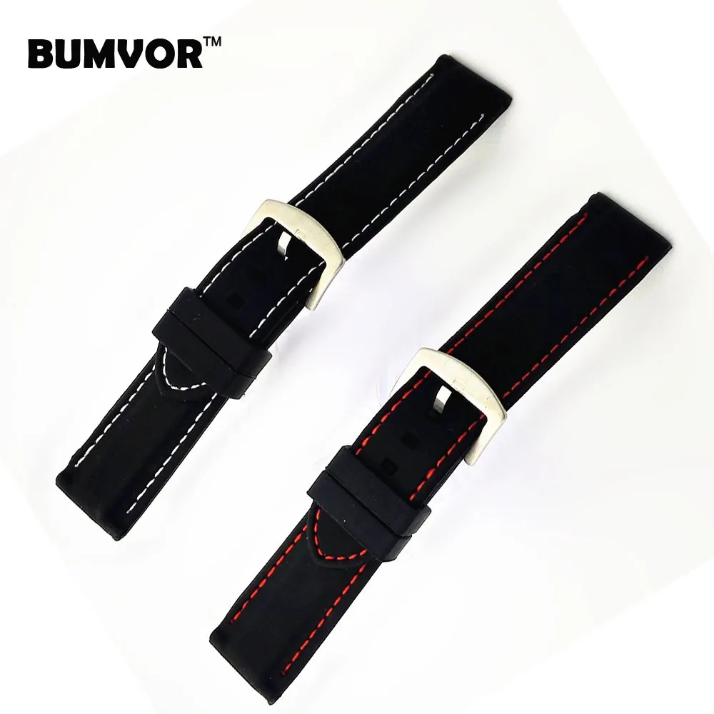 Ремешок силиконовый для наручных часов резиновый браслет 22 мм 24 мм|wristwatch strap|strap