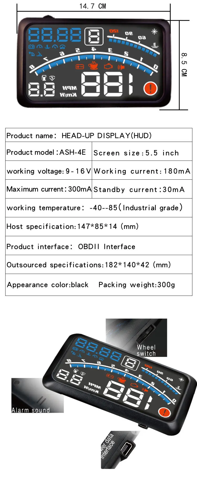 4E 5," автомобиль OBD2 II EUOBD HUD Дисплей превышение скорости Предупреждение Системы проектор лобовое стекло авто электронный автомобильный