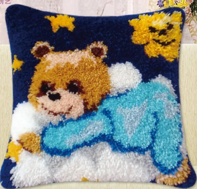  diy handkerchief knitted carpet unfinished pillow embroidery carpet free shipping Latch Hook Hold p