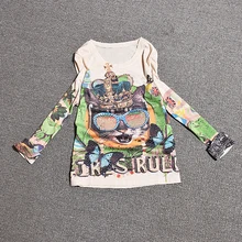 Новое поступление, Модная Тонкая футболка с длинными рукавами и рисунком кота