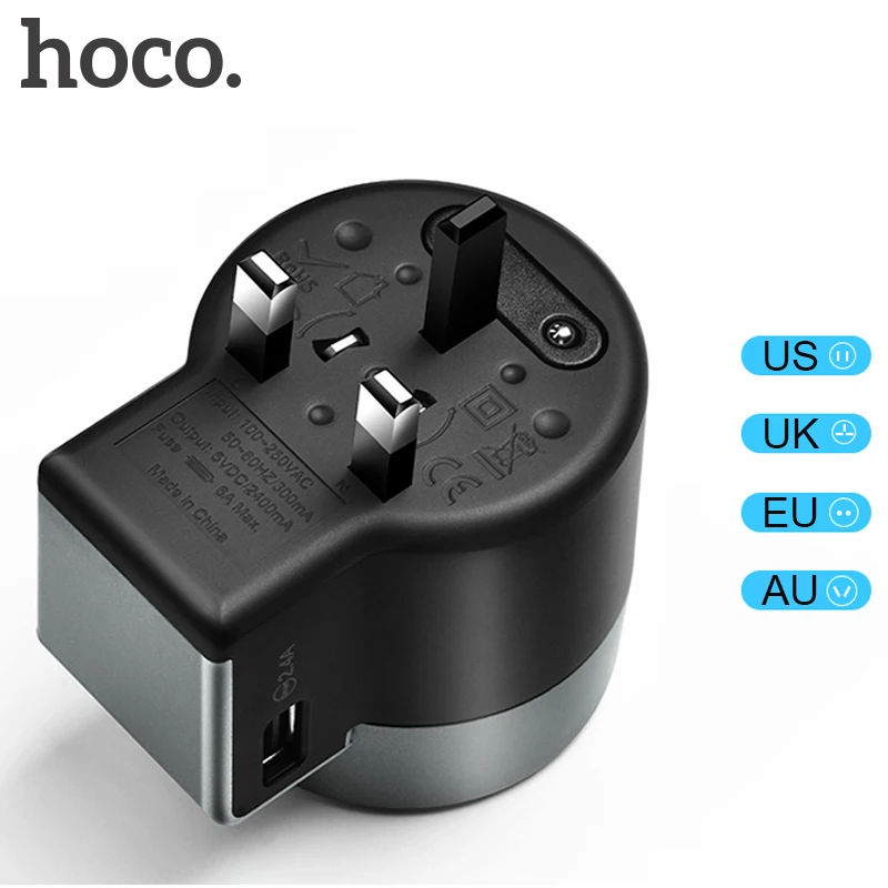 

HOCO Universal Travel USB Charger for Samsung S10 Plus S9 Whirl 2 USB AC Power Portable Phone Charger Adapter EU US Plug