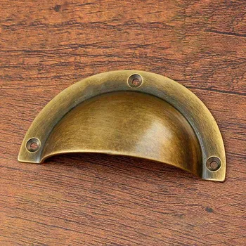 

2PCS Retro Metal Kitchen Drawer Cabinet Door Handle And Furniture Knobs Handware Cupboard Antique Brass Shell Pull Handles