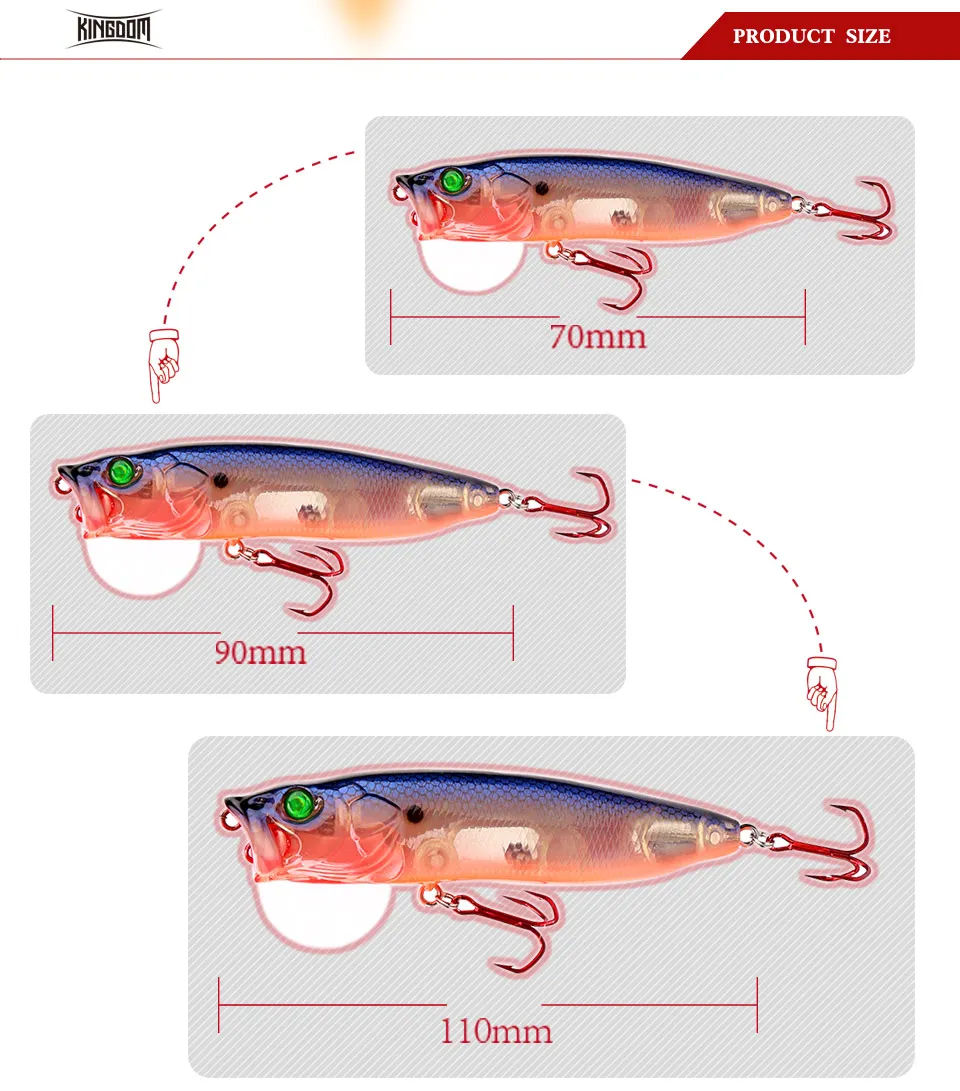 Kingdom новые Поппер рыболовные приманки 70 мм 90 мм 110 мм переключаемые язык пластины жесткие приманки плавающие воблеры Topwater приманка