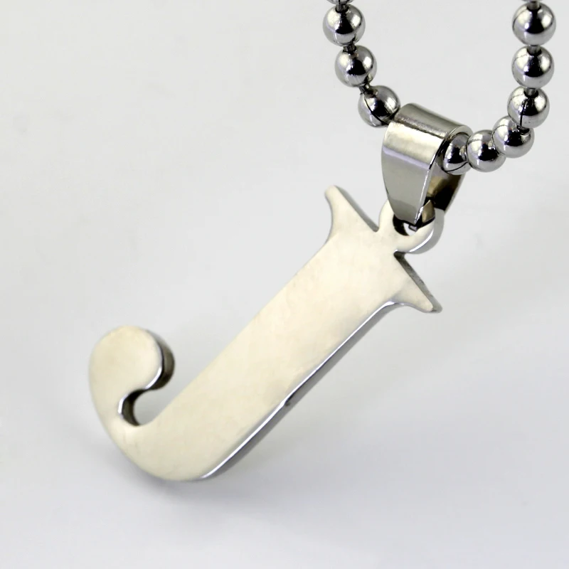 20pcs 3*1.4cm 2.5g High Polished Stainless Steel Silver Letter J