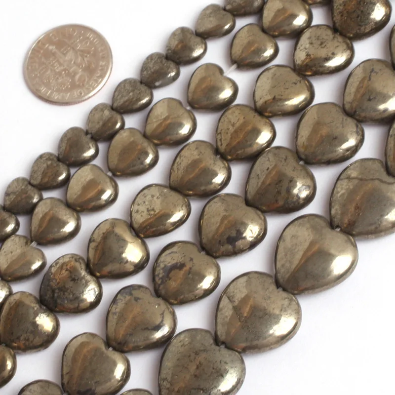 

heart shape natural pyrite stone beads natural stone beads DIY loose beads for jewelry making strand 15 inches wholesale !