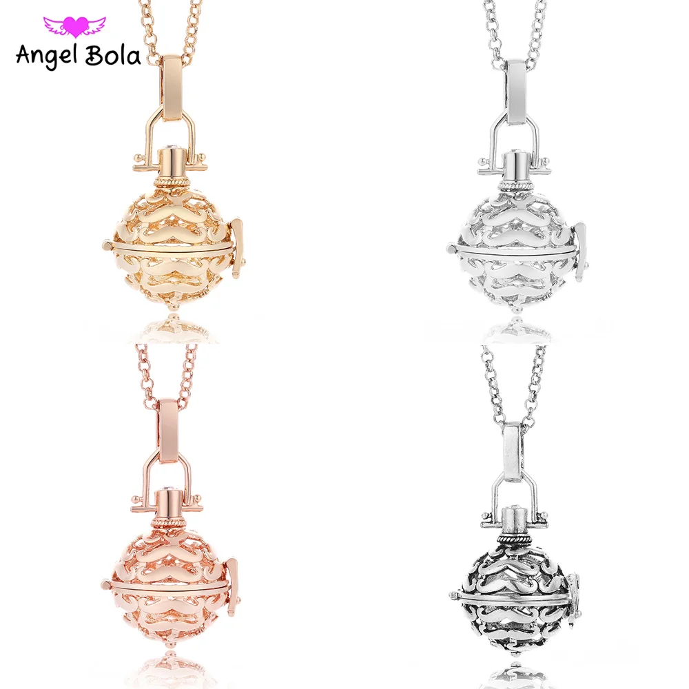 

Angel Bola Harmony Caller for Women Essential Oil Cage Locket Pendant Jewelry DIY Music Ball Chain Diffuser Necklace NL008