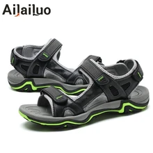 Новое поступление; мужские сандалии из натуральной кожи; однотонные мужские сандалии ручной работы; Брендовая обувь; большие размеры 38-45; 3370