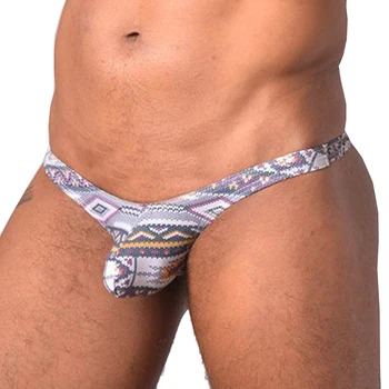 

WOXUAN New Brand Underwear Men Sexy Briefs Bikini G-string Thongs Jockstrap Men Gay Printing Underwear Cotton T-back Underpants