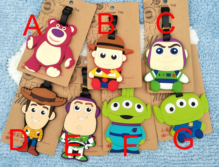

Woody Buzz Lightyear Lotso Alien luggage tag Anime Toy PVC pendant fashion suitcase decoration
