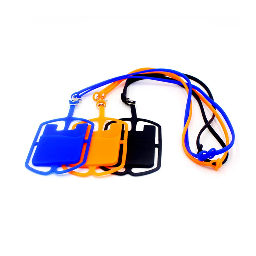 

Universal Silicone Cell Phone Holder Lanyard Badge Holder Hang Rope for ID Card Solid Color Phone Case Cover Neck Strap Supplies
