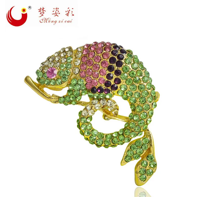 MZC Hot lizard Femme Crystal Rhinestone Brooches For Girls Animal Chameleon Corolla Buckle Brooch Bosche Vintage
