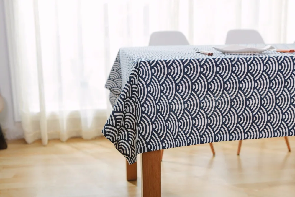 

Blue Linen Home Tablecloths Rectangular Table Cover Modern Blue Rectangular Table Cloth Tovaglia Quadrata