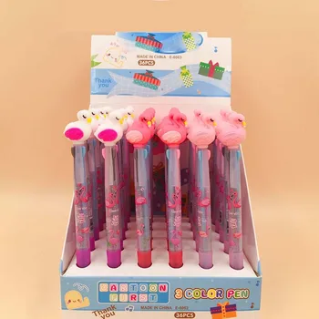 

36 pcs/lot Unicorn Flamingo Ballpoint Pen Cartoon 3 colors Animal Ball Pens Material Escolar office school Writing supplies