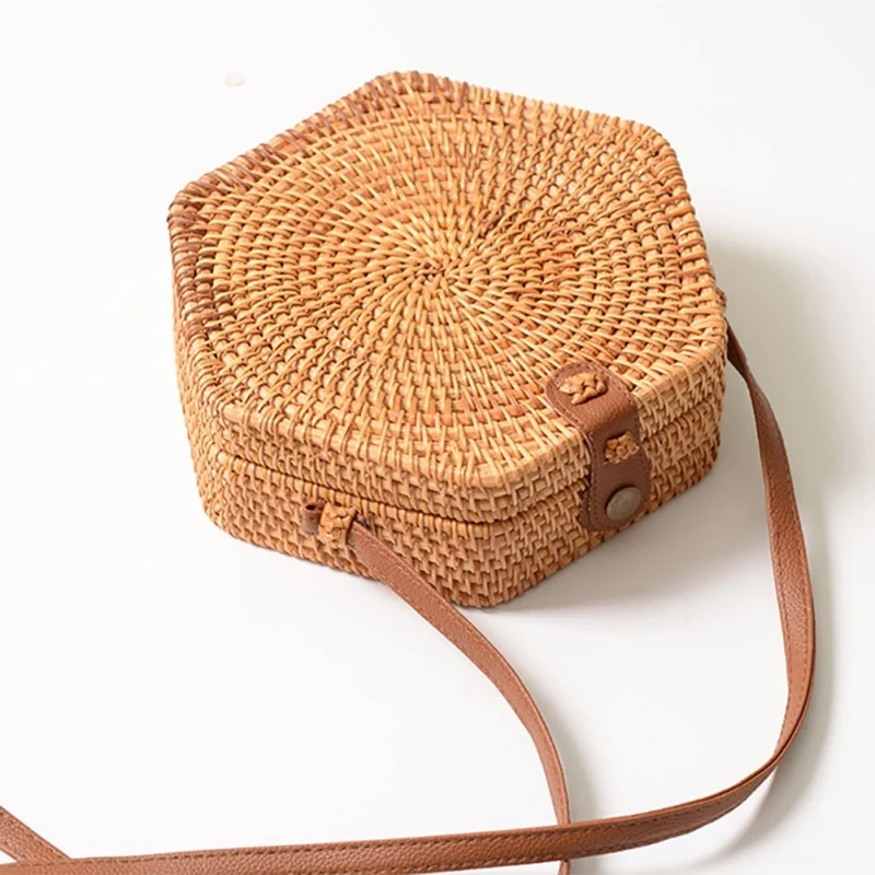 Многоцелевой женский соломенный мешок для хранения пляжные бамбуковые Наплечные сумки органайзер для косметики косметические сумки из ротанга - Цвет: 9
