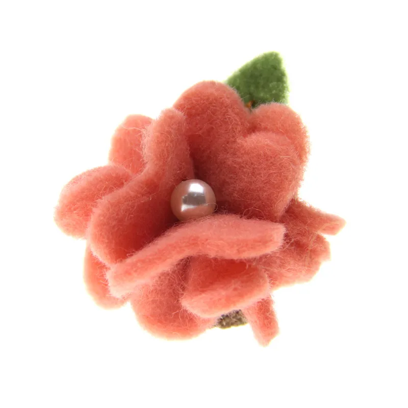 5 шт. шерсть фетр жемчужный цветок DIY Детская повязка на голову модные украшения аксессуары для волос ручной работы - Цвет: Peach
