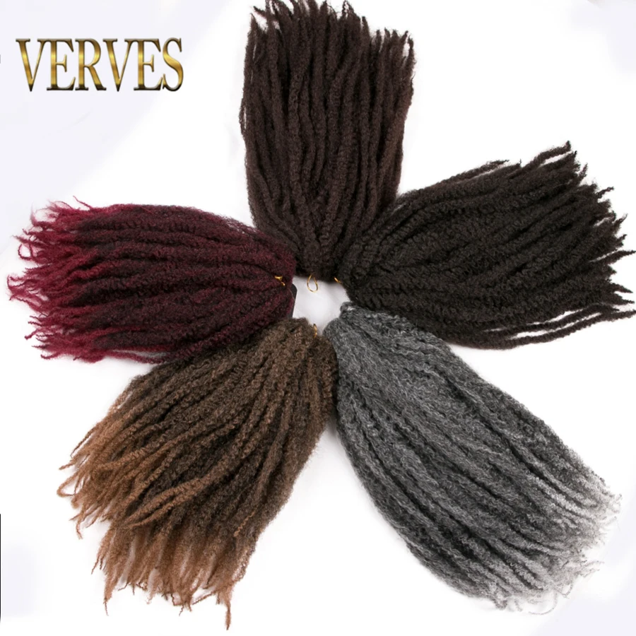 VERVES Afro Kinky Braiding Hair 18 inch Synthetic Crochet Marley Braids Hair Extensions 30 strands/pack Burgundy Black Ombre synthetic crochet braids