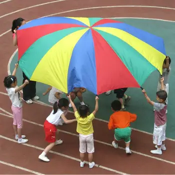 

Dia 2M Rainbow Umbrella Parachute Toy Child Kid Games Sports Outdoor Development Toy Jump-sack Ballute Play Parachute 8 Bracelet