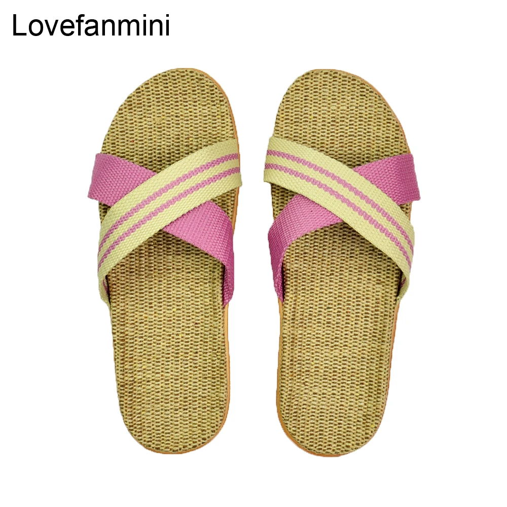 US $7.90 Natural Linen Slippers Summer Home Indoor Sandals Mens Womens Unisex Spring And Autumn Couples Landing Guests Flax NonSlip525