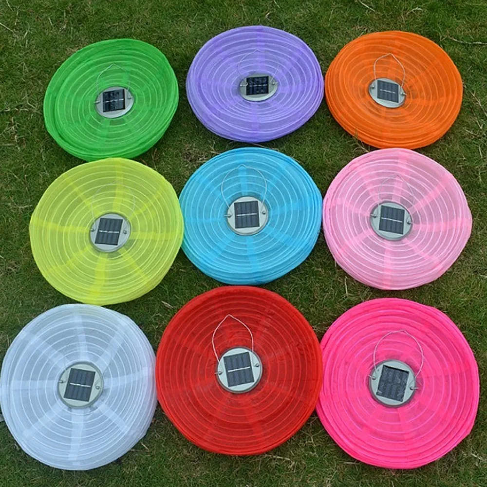 Movido a Energia Tecido de Nylon Lanterna de Iluminação da Lâmpada de Jardim ao ar Solar Levou Chinês Livre Azul - Vermelho Amarelo Verde 10 Luz 3 Lâmpadas solares